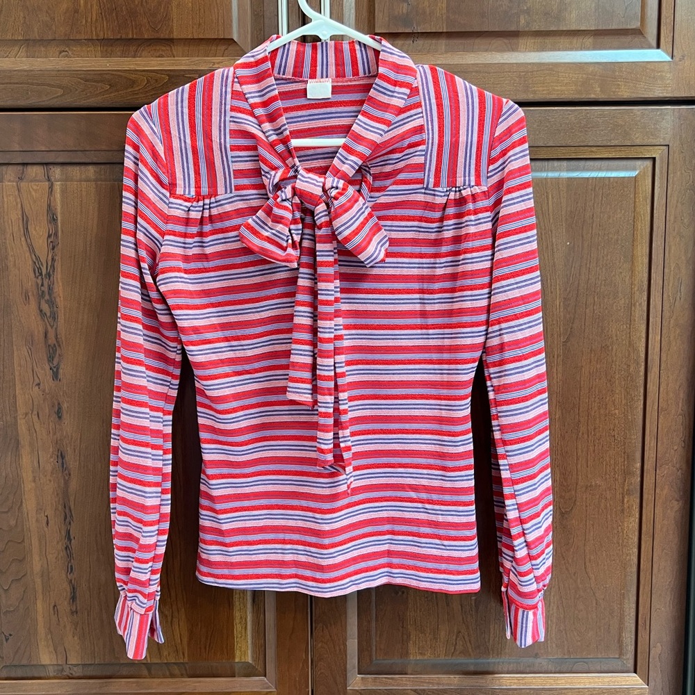 VINTAGE 1960s/70s polyester Knit Blouse - S